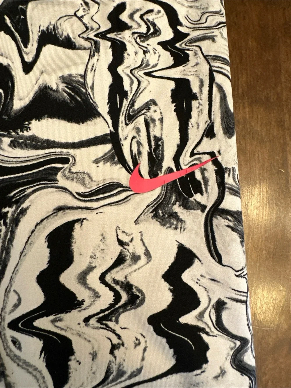 Nike girls black and white marble print leggings size 6 dance poms cheer